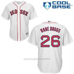 Maglia Baseball Uomo Boston Red Sox 26 Wade Bogg Majestic Collezione Bianco Cool Base Giocatore