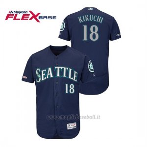 Maglia Baseball Uomo Seattle Mariners Yusei Kikuchi 150th Aniversario Patch Autentico Flex Base Blu