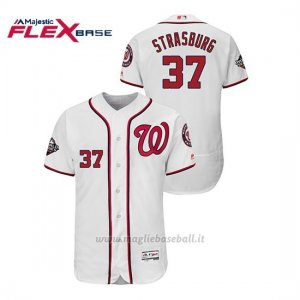 Maglia Baseball Uomo Washington Nationals 37 Stephen Strasburg 2019 World Series Bound Flex Base Bianco