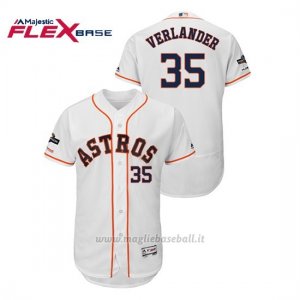Maglia Baseball Uomo Houston Astros 35 Justin Verlander 2019 Postseason Flex Base Bianco