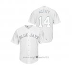 Maglia Baseball Hombre Toronto Blue Jays 14 Justin Smoak 2019 Players Weekend Replica Bianco
