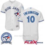 Maglia Baseball Uomo Toronto Blue Jays Edwin Encarnacion 10 Bianco Flex Base 40 Anniversario