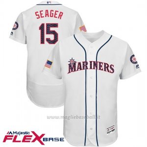 Maglia Baseball Uomo Seattle Mariners 2017 Estrellas y Rayas Kyle Seager Bianco Flex Base