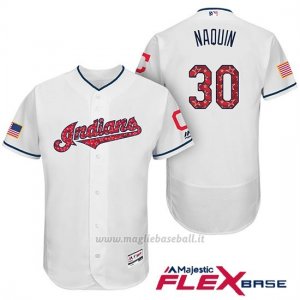 Maglia Baseball Uomo Cleveland Indians 2017 Estrellas y Rayas Tyler Naquin Bianco Flex Base