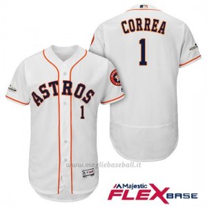 Maglia Baseball Uomo Houston Astros 2017 Postseason Carlos Correa Bianco Flex Base
