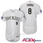 Maglia Baseball Uomo Colorado Rockies Gerardo Parra 8 Bianco 25th Season Flex Base