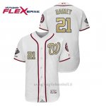 Maglia Baseball Uomo Washington Nationals 21 Tanner Rainey 2019 Gold Program Flex Base Bianco