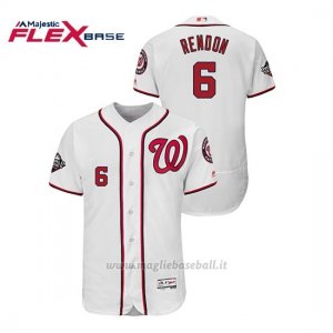 Maglia Baseball Uomo Washington Nationals 6 Anthony Rendon 2019 World Series Bound Flex Base Bianco
