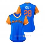 Maglia Baseball Donna Miami Marlins Bryan Holaday 2018 Llws Players Weekend Holly Light TOrnto Blue Jays