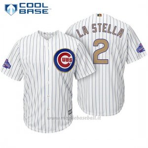 Maglia Baseball Uomo Chicago Cubs 2 Tommy La Stella Bianco Or Program Cool Base