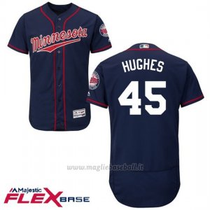 Maglia Baseball Uomo Minnesota Twins Phil Hughes Blu Autentico Collezione Flex Base Custom