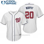 Maglia Baseball Uomo Washington Nationals 2017 Estrellas y Rayas Daniel Murphy Bianco Cool Base