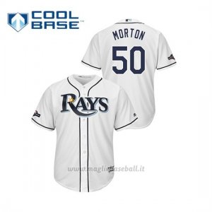 Maglia Baseball Uomo Tampa Bay Rays 50 Charlie M Orton 2019 Postseason Cool Base Bianco
