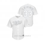 Maglia Baseball Hombre Minnesota Twins 33 Martin Perez 2019 Players Weekend Replica Bianco