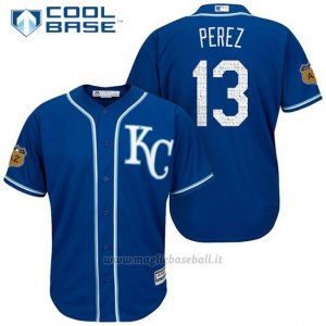 Maglia Baseball Uomo Kansas City Royals Salvador Perez 13 2017 Allenamento Primaverile Cool Base Giocatore