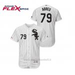 Maglia Baseball Uomo Chicago White Sox Jose Abreu 150th Aniversario Patch Flex Base Bianco Nero