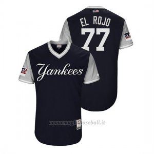 Maglia Baseball Uomo New York Yankees Clint Frazier 2018 Llws Players Weekend El Rosso Blu