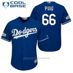 Maglia Baseball Uomo Los Angeles Dodgers 2017 Postseason Yasiel Puig Cool Base