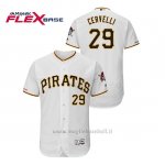 Maglia Baseball Uomo Pittsburgh Pirates Francisco Cervelli 150th Aniversario Patch Flex Base Bianco