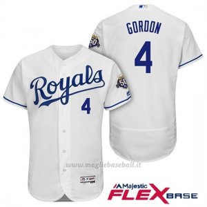 Maglia Baseball Uomo Kansas City Royals Alex Gordon Bianco 50th Season Flex Base