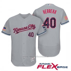 Maglia Baseball Uomo Kansas City Royals 2017 Estrellas y Rayas Kelvin Herrera Grigio Flex Base