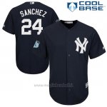 Maglia Baseball Uomo New York Yankees Gary Sanchez Blu 2017 Allenamento Primaverile Cool Base