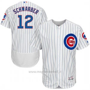 Maglia Baseball Uomo Chicago Cubs 12 Kyle Schwarber Autentico Collezione Bianco Flex Base