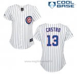 Maglia Baseball Uomo Chicago Cubs 13 Starlin Castro Bianco Cool Base