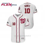 Maglia Baseball Uomo Washington Nationals 10 Yan Gomes 2019 Postseason Flex Base Bianco