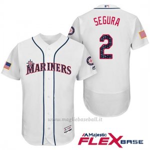 Maglia Baseball Uomo Seattle Mariners 2017 Estrellas y Rayas Jean Segura Bianco Flex Base