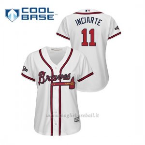 Maglia Baseball Donna Atlanta Braves 11 Ender Inciarte 2019 Postseason Cool Base Bianco
