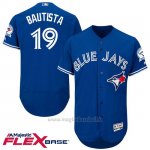 Maglia Baseball Uomo Toronto Blue Jays Jose Bautista 19 Blu Flex Base Autentico Collezione 40 Anniversario