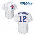 Maglia Baseball Uomo Chicago Cubs 12 Kyle Schwarber Bianco 1ªCool Base