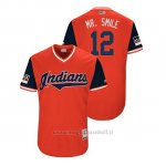 Maglia Baseball Uomo Cleveland Indians Francisco Lindor 2018 Llws Players Weekend Mr. Smile Rosso