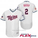 Maglia Baseball Uomo Minnesota Twins 2017 Estrellas y Rayas Brian Dozier Bianco Flex Base