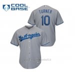 Maglia Baseball Uomo Los Angeles Dodgers 10 Justin Turner Cool Base Segunda Grigio