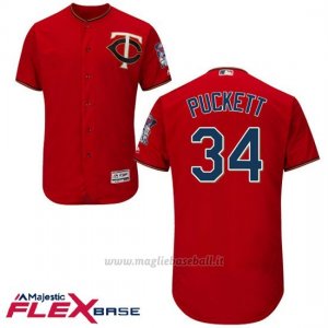 Maglia Baseball Uomo Minnesota Twins Kirby Puckett Majestic Autentico Collezione Flex Base Scarlet