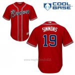 Maglia Baseball Uomo Atlanta Braves 19 Andrelton Simmons Rosso Alterner Cool Base