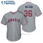 Maglia Baseball Uomo Los Angeles Angels 2017 Estrellas y Rayas C.j. Wilson Grigio Cool Base