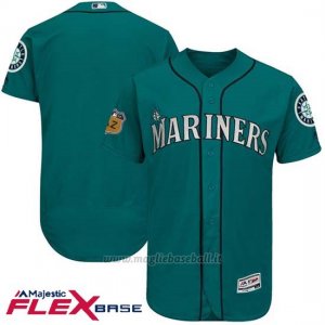 Maglia Baseball Uomo Seattle Mariners Aqua 2017 Allenamento Primaverile Flex Base