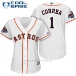 Maglia Baseball Donna Houston Astros 2017 World Series Campione Carlos Correa Bianco Cool Base