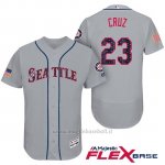 Maglia Baseball Uomo Seattle Mariners 2017 Estrellas y Rayas Nelson Cruz Grigio Flex Base