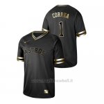 Maglia Baseball Hombre Houston Astros Carlos Correa 2019 Golden Edition Nero
