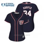 Maglia Baseball Donna Washington Nationals Bryce Harper Cool Base Majestic Alternato Blu