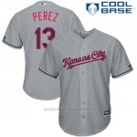 Maglia Baseball Uomo Kansas City Royals 2017 Estrellas y Rayas Salvador Perez Grigio Cool Base