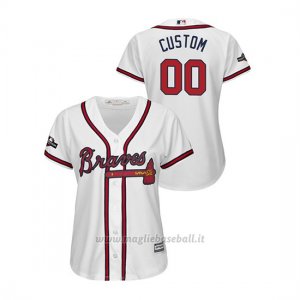 Maglia Baseball Donna Atlanta Braves Personalizzate 2019 Postseason Cool Base Bianco