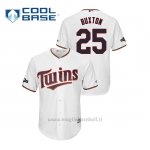 Maglia Baseball Uomo Minnesota Twins 25 Byron Buxton 2019 Postseason Cool Base Bianco