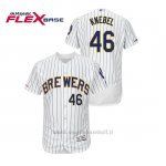 Maglia Baseball Uomo Milwaukee Brewers Corey Knebel 150th Aniversario Patch Autentico Flex Base Bianco Blu