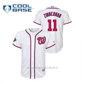 Maglia Baseball Bambino Washington Nationals 11 Ryan Zimmerman 2019 World Series Bound Cool Base Bianco