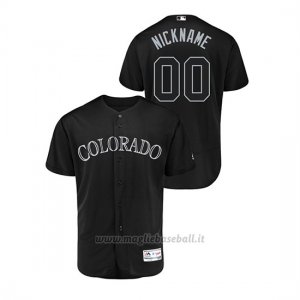 Maglia Baseball Uomo Col Orado Rockies Personalizzate 2019 Players Weekend Autentico Nero